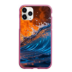 Чехол iPhone 11 Pro матовый Волна и огонь, цвет: 3D-малиновый