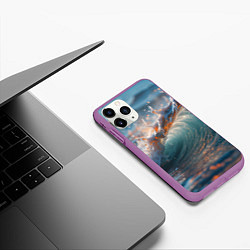 Чехол iPhone 11 Pro матовый Волна и блики солнца, цвет: 3D-фиолетовый — фото 2