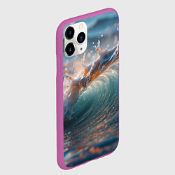 Чехол iPhone 11 Pro матовый Волна и блики солнца, цвет: 3D-фиолетовый — фото 2