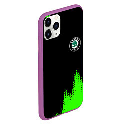 Чехол iPhone 11 Pro матовый Skoda краски зеленые, цвет: 3D-фиолетовый — фото 2