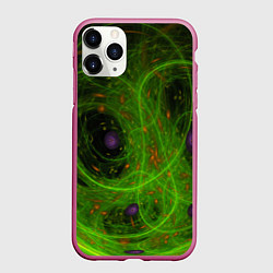 Чехол iPhone 11 Pro матовый Зелёный дым абстракция, цвет: 3D-малиновый