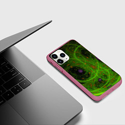 Чехол iPhone 11 Pro матовый Зелёный дым абстракция, цвет: 3D-малиновый — фото 2
