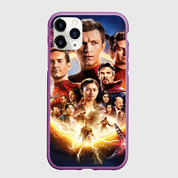 Чехол iPhone 11 Pro матовый Персонажи Человек паук нет пути домой, цвет: 3D-фиолетовый