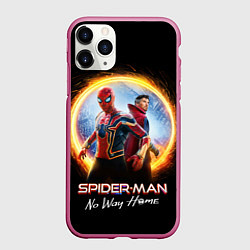 Чехол iPhone 11 Pro матовый Доктор Стрэндж и Человек паук нет пути домой, цвет: 3D-малиновый