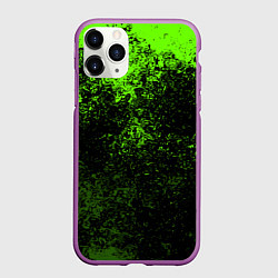 Чехол iPhone 11 Pro матовый Зеленые брызги красок, цвет: 3D-фиолетовый