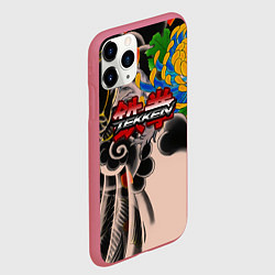 Чехол iPhone 11 Pro матовый Tekken tatoo japan, цвет: 3D-малиновый — фото 2