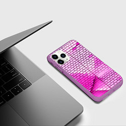Чехол iPhone 11 Pro матовый Розовые кирпичики, цвет: 3D-фиолетовый — фото 2