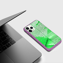 Чехол iPhone 11 Pro матовый Зелёные кирпичики, цвет: 3D-фиолетовый — фото 2