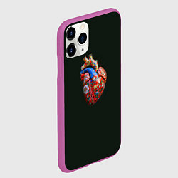 Чехол iPhone 11 Pro матовый Керамическое сердце с росписью, цвет: 3D-фиолетовый — фото 2