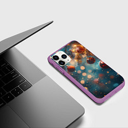 Чехол iPhone 11 Pro матовый Новый год боке стиль, цвет: 3D-фиолетовый — фото 2