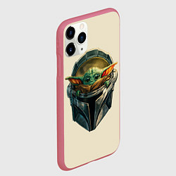 Чехол iPhone 11 Pro матовый Малыш Грогу внутри шлема Мандалорец, цвет: 3D-малиновый — фото 2
