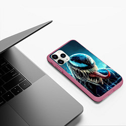 Чехол iPhone 11 Pro матовый Venom in metropolis - ai art neon fantasy, цвет: 3D-малиновый — фото 2