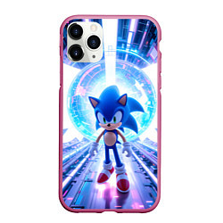 Чехол iPhone 11 Pro матовый Sonic неоновые крылья, цвет: 3D-малиновый