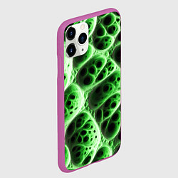Чехол iPhone 11 Pro матовый Зелёная пористая структура, цвет: 3D-фиолетовый — фото 2