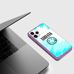 Чехол iPhone 11 Pro матовый Nirvana rock music color, цвет: 3D-фиолетовый — фото 2