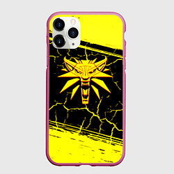 Чехол iPhone 11 Pro матовый Ведьмак трещины текстура, цвет: 3D-малиновый