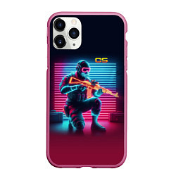 Чехол iPhone 11 Pro матовый Counter Strike - neon glow fantasy, цвет: 3D-малиновый