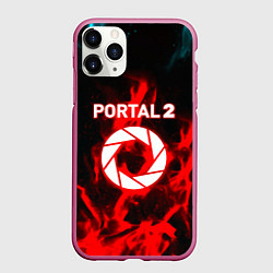 Чехол iPhone 11 Pro матовый Portal flame steel game, цвет: 3D-малиновый