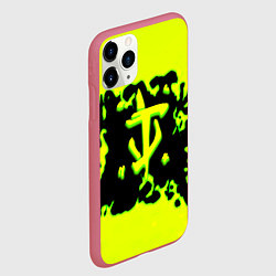 Чехол iPhone 11 Pro матовый Doom кислотное лого краски, цвет: 3D-малиновый — фото 2