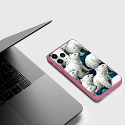 Чехол iPhone 11 Pro матовый Свора белых медведей, цвет: 3D-малиновый — фото 2