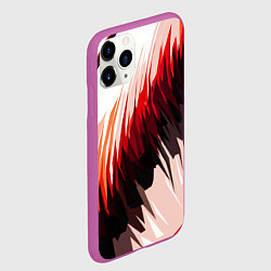 Чехол iPhone 11 Pro матовый Чёрно-красные острые полосы на белом фоне, цвет: 3D-фиолетовый — фото 2
