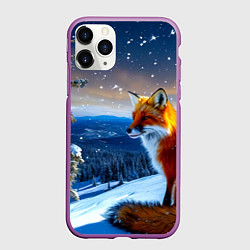 Чехол iPhone 11 Pro матовый Лисичка в зимнем лесу, цвет: 3D-фиолетовый