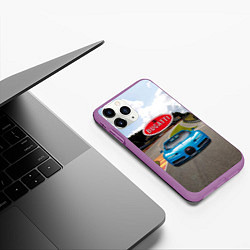 Чехол iPhone 11 Pro матовый Bugatti - motorsport racing route, цвет: 3D-фиолетовый — фото 2