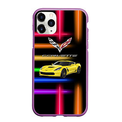 Чехол iPhone 11 Pro матовый Chevrolet Corvette - racing team, цвет: 3D-фиолетовый