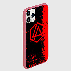 Чехол iPhone 11 Pro матовый Linkin park краски всплеск текстура, цвет: 3D-малиновый — фото 2