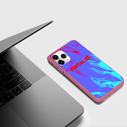 Чехол iPhone 11 Pro матовый Portal 2 neon flame steel, цвет: 3D-малиновый — фото 2