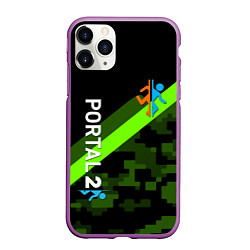 Чехол iPhone 11 Pro матовый Portal camo steel geometry, цвет: 3D-фиолетовый