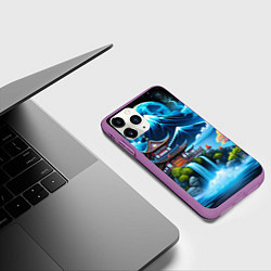 Чехол iPhone 11 Pro матовый Водопад и горы Японии, цвет: 3D-фиолетовый — фото 2