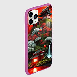 Чехол iPhone 11 Pro матовый Японская гора природа, цвет: 3D-фиолетовый — фото 2