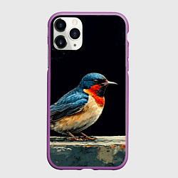 Чехол iPhone 11 Pro матовый Ласточка, цвет: 3D-фиолетовый