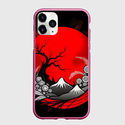 Чехол iPhone 11 Pro матовый Природа Японии - абстракция, цвет: 3D-малиновый