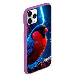 Чехол iPhone 11 Pro матовый Снигирь и молнии, цвет: 3D-фиолетовый — фото 2