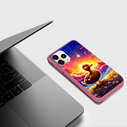 Чехол iPhone 11 Pro матовый Космическая уточка, цвет: 3D-малиновый — фото 2
