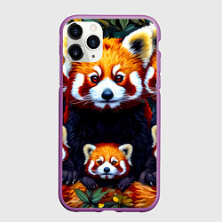 Чехол iPhone 11 Pro матовый Семья красных панд, цвет: 3D-фиолетовый