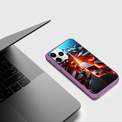 Чехол iPhone 11 Pro матовый Черные слитки над лавой, цвет: 3D-фиолетовый — фото 2