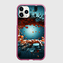 Чехол iPhone 11 Pro матовый Объемная дыра из частиц, цвет: 3D-малиновый