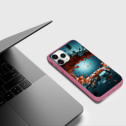 Чехол iPhone 11 Pro матовый Объемная дыра из частиц, цвет: 3D-малиновый — фото 2