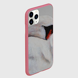 Чехол iPhone 11 Pro матовый Белый лебедь спит, цвет: 3D-малиновый — фото 2