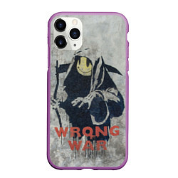 Чехол iPhone 11 Pro матовый Banksy - wrong war, цвет: 3D-фиолетовый