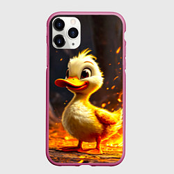 Чехол iPhone 11 Pro матовый Утенок в огне, цвет: 3D-малиновый