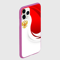 Чехол iPhone 11 Pro матовый Россия - красный и белый, цвет: 3D-фиолетовый — фото 2
