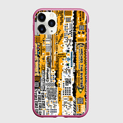 Чехол iPhone 11 Pro матовый Cyberpunk pattern yellow, цвет: 3D-малиновый