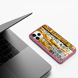 Чехол iPhone 11 Pro матовый Cyberpunk pattern yellow, цвет: 3D-малиновый — фото 2