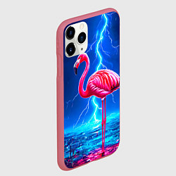 Чехол iPhone 11 Pro матовый Фламинго и молния, цвет: 3D-малиновый — фото 2