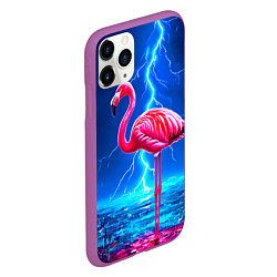 Чехол iPhone 11 Pro матовый Фламинго и молния, цвет: 3D-фиолетовый — фото 2