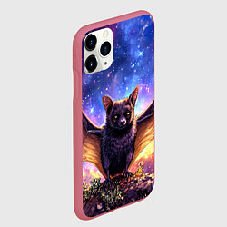 Чехол iPhone 11 Pro матовый Летучая мышь в космосе, цвет: 3D-малиновый — фото 2